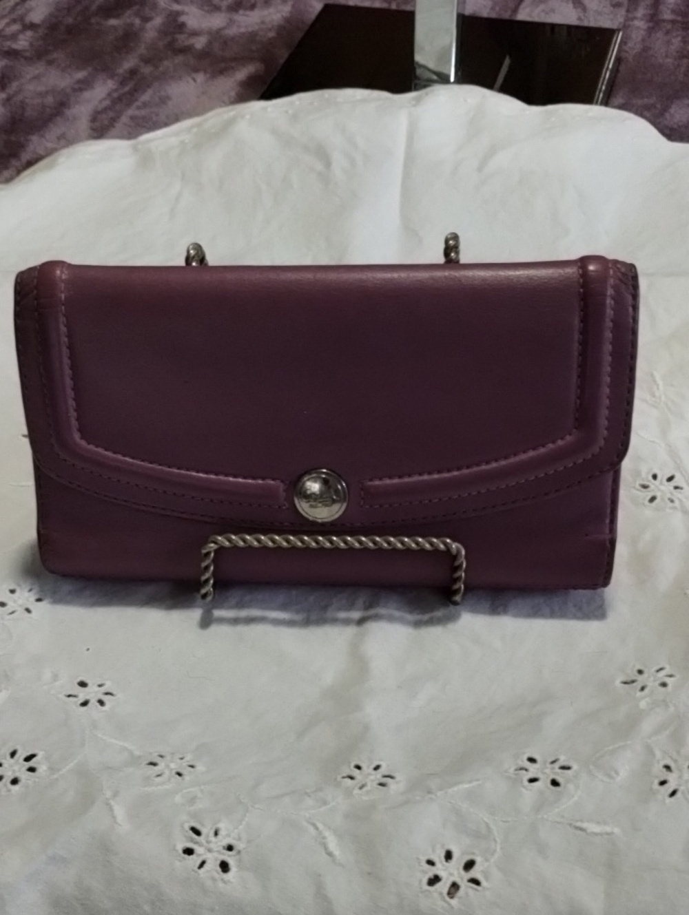 Purple Leather Coach Wallet